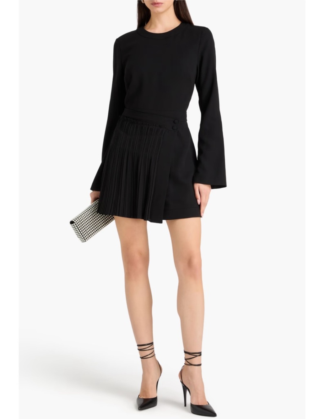 SIMKHAI Zabelle pleated crepe and georgette mini dress